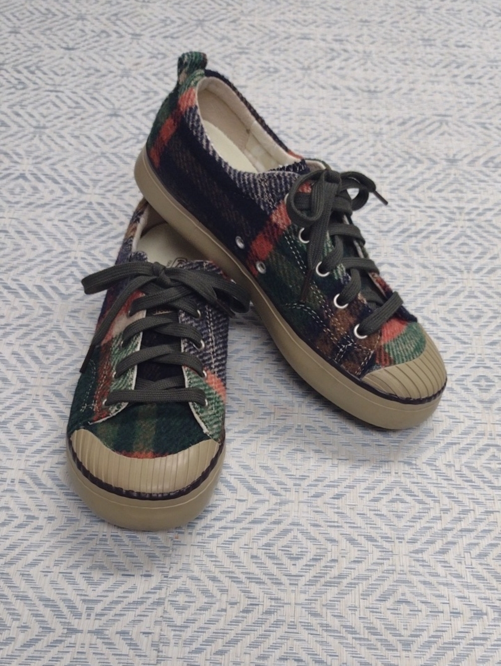 Keen Plaid Green and Orange Low-Top Women's Sneakers